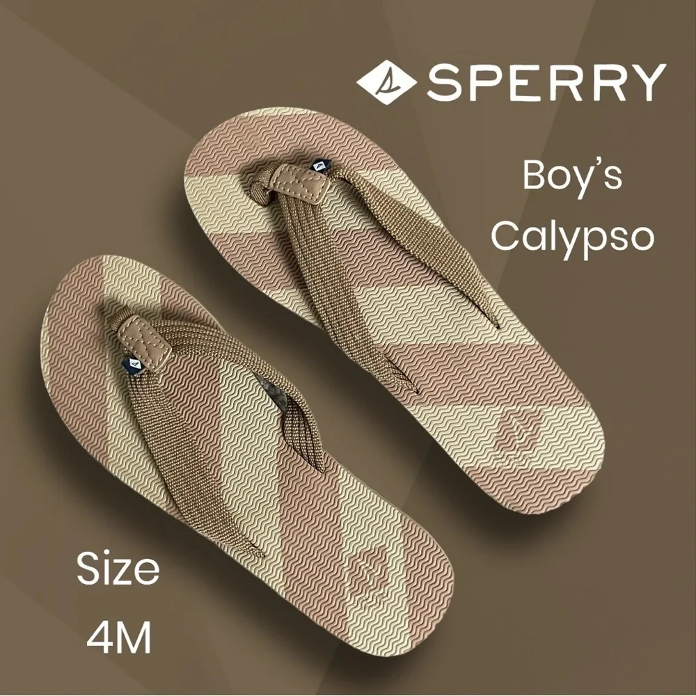 SPERRY Youth Calypso Sandals Size 4M Brown and Tan Like New!